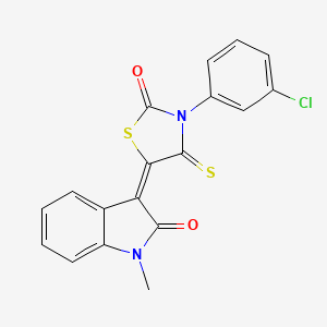 3-[3-(3-chlorophenyl)-2-oxo-4-thioxo-1,3-thiazolidin-5-ylidene]-1-methyl-1,3-dihydro-2H-indol-2-one