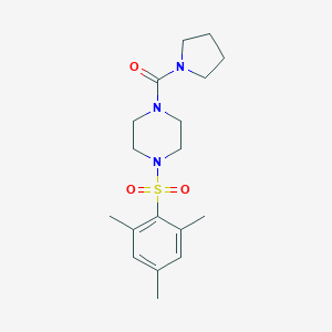 molecular formula C18H27N3O3S B497241 (4-(Mesitylsulfonyl)piperazin-1-yl)(pyrrolidin-1-yl)methanone CAS No. 927640-84-4
