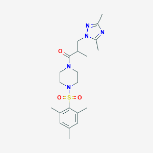 molecular formula C21H31N5O3S B497243 1-[3-(3,5-dimethyl-1H-1,2,4-triazol-1-yl)-2-methylpropanoyl]-4-(mesitylsulfonyl)piperazine 