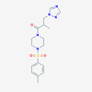 molecular formula C17H23N5O3S B497246 1-[(4-methylphenyl)sulfonyl]-4-[2-methyl-3-(1H-1,2,4-triazol-1-yl)propanoyl]piperazine CAS No. 879056-40-3