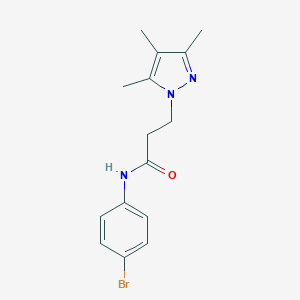 molecular formula C15H18BrN3O B497250 N-(4-bromophenyl)-3-(3,4,5-trimethyl-1H-pyrazol-1-yl)propanamide CAS No. 957501-97-2