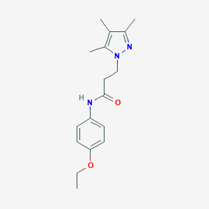 molecular formula C17H23N3O2 B497251 N-(4-ethoxyphenyl)-3-(3,4,5-trimethyl-1H-pyrazol-1-yl)propanamide CAS No. 957501-98-3