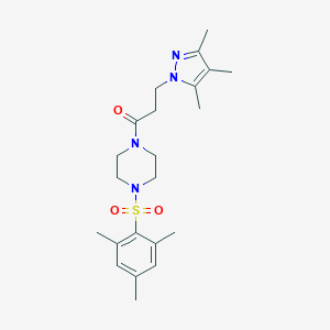 1-(mesitylsulfonyl)-4-[3-(3,4,5-trimethyl-1H-pyrazol-1-yl)propanoyl]piperazine