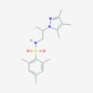 molecular formula C18H27N3O2S B497260 2,4,6-trimethyl-N-[2-(3,4,5-trimethyl-1H-pyrazol-1-yl)propyl]benzenesulfonamide 