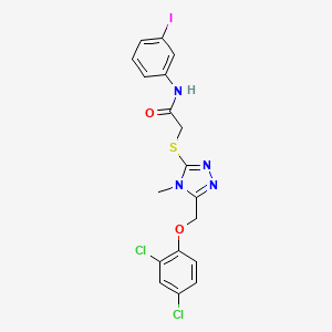 molecular formula C18H15Cl2IN4O2S B4972617 2-({5-[(2,4-dichlorophenoxy)methyl]-4-methyl-4H-1,2,4-triazol-3-yl}thio)-N-(3-iodophenyl)acetamide 