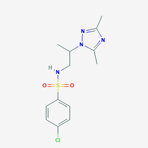 molecular formula C13H17ClN4O2S B497270 4-Chloro-N-[2-(3,5-dimethyl-[1,2,4]triazol-1-yl)-propyl]-benzenesulfonamide 