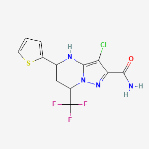 molecular formula C12H10ClF3N4OS B4972728 3-chloro-5-(2-thienyl)-7-(trifluoromethyl)-4,5,6,7-tetrahydropyrazolo[1,5-a]pyrimidine-2-carboxamide 