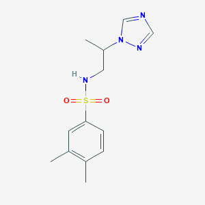 molecular formula C13H18N4O2S B497273 3,4-Dimethyl-N-(2-[1,2,4]triazol-1-yl-propyl)-benzenesulfonamide 
