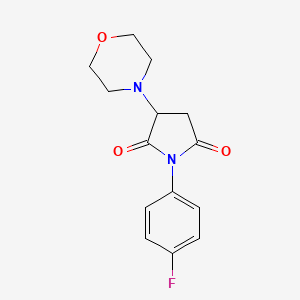 molecular formula C14H15FN2O3 B4972765 1-(4-fluorophenyl)-3-(4-morpholinyl)-2,5-pyrrolidinedione 