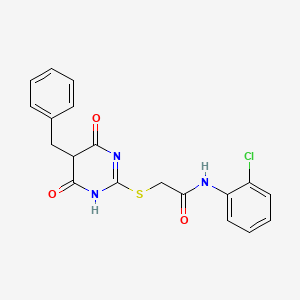 molecular formula C19H16ClN3O3S B4972825 2-[(5-benzyl-4,6-dioxo-1,4,5,6-tetrahydro-2-pyrimidinyl)thio]-N-(2-chlorophenyl)acetamide 