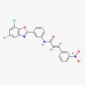 N-[3-(5,7-dichloro-1,3-benzoxazol-2-yl)phenyl]-3-(3-nitrophenyl)acrylamide