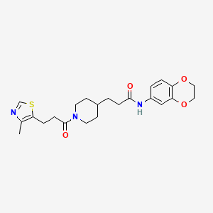 molecular formula C23H29N3O4S B4972857 N-(2,3-dihydro-1,4-benzodioxin-6-yl)-3-{1-[3-(4-methyl-1,3-thiazol-5-yl)propanoyl]-4-piperidinyl}propanamide 