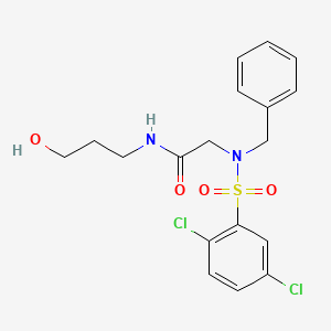molecular formula C18H20Cl2N2O4S B4972865 N~2~-benzyl-N~2~-[(2,5-dichlorophenyl)sulfonyl]-N~1~-(3-hydroxypropyl)glycinamide 