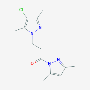 molecular formula C13H17ClN4O B497287 4-chloro-1-[3-(3,5-dimethyl-1H-pyrazol-1-yl)-3-oxopropyl]-3,5-dimethyl-1H-pyrazole CAS No. 957502-18-0