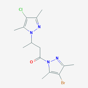 molecular formula C14H18BrClN4O B497288 4-bromo-1-[3-(4-chloro-3,5-dimethyl-1H-pyrazol-1-yl)butanoyl]-3,5-dimethyl-1H-pyrazole CAS No. 957502-30-6