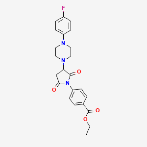 molecular formula C23H24FN3O4 B4972883 ethyl 4-{3-[4-(4-fluorophenyl)-1-piperazinyl]-2,5-dioxo-1-pyrrolidinyl}benzoate 