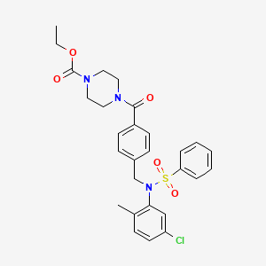 molecular formula C28H30ClN3O5S B4972894 ethyl 4-(4-{[(5-chloro-2-methylphenyl)(phenylsulfonyl)amino]methyl}benzoyl)-1-piperazinecarboxylate 