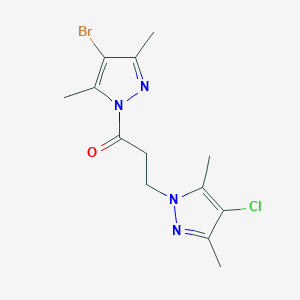 molecular formula C13H16BrClN4O B497290 4-bromo-1-[3-(4-chloro-3,5-dimethyl-1H-pyrazol-1-yl)propanoyl]-3,5-dimethyl-1H-pyrazole CAS No. 957502-22-6