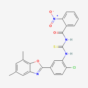 molecular formula C23H17ClN4O4S B4972949 N-({[2-chloro-5-(5,7-dimethyl-1,3-benzoxazol-2-yl)phenyl]amino}carbonothioyl)-2-nitrobenzamide 
