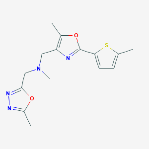 molecular formula C15H18N4O2S B4972963 N-methyl-1-[5-methyl-2-(5-methyl-2-thienyl)-1,3-oxazol-4-yl]-N-[(5-methyl-1,3,4-oxadiazol-2-yl)methyl]methanamine 