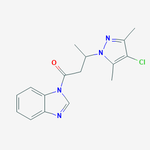 molecular formula C16H17ClN4O B497299 1-[3-(4-chloro-3,5-dimethyl-1H-pyrazol-1-yl)butanoyl]-1H-benzimidazole CAS No. 957502-45-3