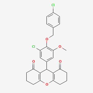 molecular formula C27H24Cl2O5 B4972990 9-{3-chloro-4-[(4-chlorobenzyl)oxy]-5-methoxyphenyl}-3,4,5,6,7,9-hexahydro-1H-xanthene-1,8(2H)-dione 