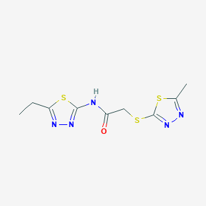 molecular formula C9H11N5OS3 B4973003 N-(5-ethyl-1,3,4-thiadiazol-2-yl)-2-[(5-methyl-1,3,4-thiadiazol-2-yl)thio]acetamide 