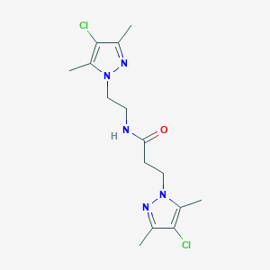 molecular formula C15H21Cl2N5O B497302 3-(4-chloro-3,5-dimethyl-1H-pyrazol-1-yl)-N-[2-(4-chloro-3,5-dimethyl-1H-pyrazol-1-yl)ethyl]propanamide CAS No. 957502-48-6