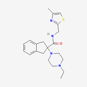 2-(4-ethyl-1-piperazinyl)-N-[(4-methyl-1,3-thiazol-2-yl)methyl]-2-indanecarboxamide