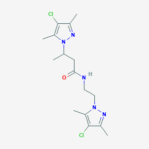 molecular formula C16H23Cl2N5O B497303 3-(4-chloro-3,5-dimethyl-1H-pyrazol-1-yl)-N-[2-(4-chloro-3,5-dimethyl-1H-pyrazol-1-yl)ethyl]butanamide CAS No. 957502-52-2