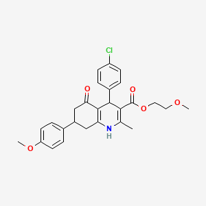 molecular formula C27H28ClNO5 B4973051 2-methoxyethyl 4-(4-chlorophenyl)-7-(4-methoxyphenyl)-2-methyl-5-oxo-1,4,5,6,7,8-hexahydro-3-quinolinecarboxylate 