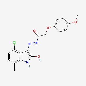 molecular formula C18H16ClN3O4 B4973063 N'-(4-chloro-7-methyl-2-oxo-1,2-dihydro-3H-indol-3-ylidene)-2-(4-methoxyphenoxy)acetohydrazide 