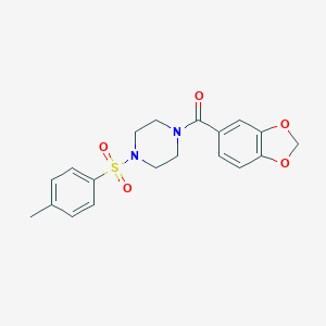 molecular formula C19H20N2O5S B497308 Benzo[1,3]dioxol-5-yl-[4-(toluene-4-sulfonyl)-piperazin-1-yl]-methanone CAS No. 878418-16-7