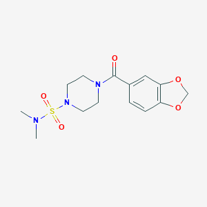 molecular formula C14H19N3O5S B497311 4-(1,3-benzodioxol-5-ylcarbonyl)-N,N-dimethyl-1-piperazinesulfonamide CAS No. 878724-56-2