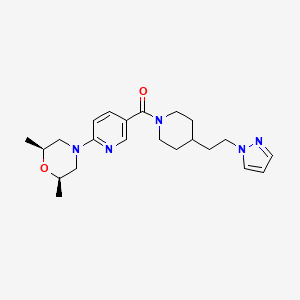 molecular formula C22H31N5O2 B4973118 (2R*,6S*)-2,6-dimethyl-4-[5-({4-[2-(1H-pyrazol-1-yl)ethyl]-1-piperidinyl}carbonyl)-2-pyridinyl]morpholine 