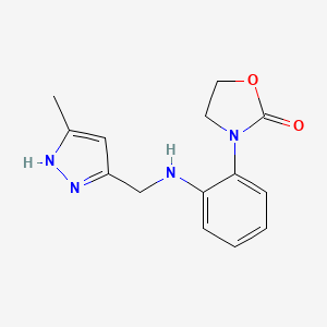 molecular formula C14H16N4O2 B4973173 3-(2-{[(3-methyl-1H-pyrazol-5-yl)methyl]amino}phenyl)-1,3-oxazolidin-2-one trifluoroacetate 