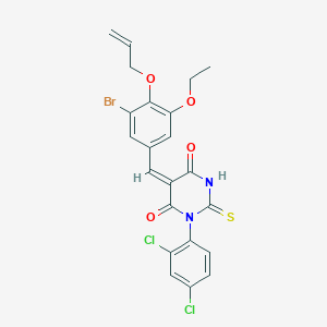 molecular formula C22H17BrCl2N2O4S B4973204 5-[4-(allyloxy)-3-bromo-5-ethoxybenzylidene]-1-(2,4-dichlorophenyl)-2-thioxodihydro-4,6(1H,5H)-pyrimidinedione 