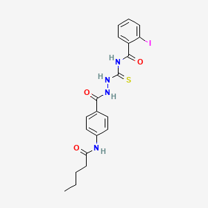 molecular formula C20H21IN4O3S B4973263 2-iodo-N-({2-[4-(pentanoylamino)benzoyl]hydrazino}carbonothioyl)benzamide 