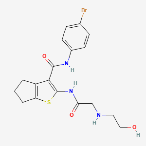 molecular formula C18H20BrN3O3S B4973273 N-(4-bromophenyl)-2-{[N-(2-hydroxyethyl)glycyl]amino}-5,6-dihydro-4H-cyclopenta[b]thiophene-3-carboxamide 