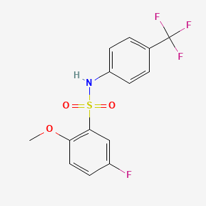 molecular formula C14H11F4NO3S B4973283 5-fluoro-2-methoxy-N-[4-(trifluoromethyl)phenyl]benzenesulfonamide 
