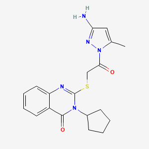 molecular formula C19H21N5O2S B4973295 2-{[2-(3-amino-5-methyl-1H-pyrazol-1-yl)-2-oxoethyl]thio}-3-cyclopentyl-4(3H)-quinazolinone 