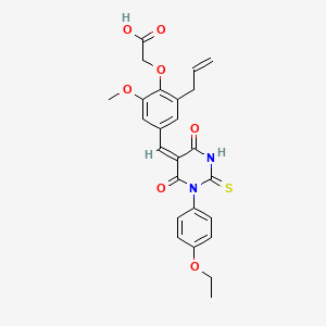 molecular formula C25H24N2O7S B4973302 (2-allyl-4-{[1-(4-ethoxyphenyl)-4,6-dioxo-2-thioxotetrahydro-5(2H)-pyrimidinylidene]methyl}-6-methoxyphenoxy)acetic acid 