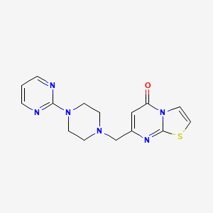 molecular formula C15H16N6OS B4973308 7-{[4-(2-pyrimidinyl)-1-piperazinyl]methyl}-5H-[1,3]thiazolo[3,2-a]pyrimidin-5-one 