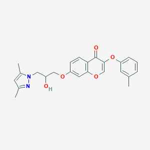 molecular formula C24H24N2O5 B497336 7-(3-(3,5-dimethyl-1H-pyrazol-1-yl)-2-hydroxypropoxy)-3-(m-tolyloxy)-4H-chromen-4-one CAS No. 957502-57-7