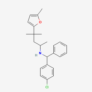 molecular formula C24H28ClNO B4973362 N-[(4-chlorophenyl)(phenyl)methyl]-4-methyl-4-(5-methyl-2-furyl)-2-pentanamine 