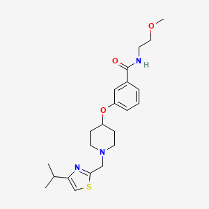 molecular formula C22H31N3O3S B4973364 3-({1-[(4-isopropyl-1,3-thiazol-2-yl)methyl]-4-piperidinyl}oxy)-N-(2-methoxyethyl)benzamide 