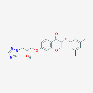 molecular formula C22H21N3O5 B497337 3-(3,5-dimethylphenoxy)-7-(2-hydroxy-3-(1H-1,2,4-triazol-1-yl)propoxy)-4H-chromen-4-one CAS No. 890597-64-5