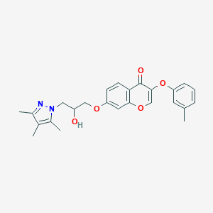 molecular formula C25H26N2O5 B497339 7-(2-hydroxy-3-(3,4,5-trimethyl-1H-pyrazol-1-yl)propoxy)-3-(m-tolyloxy)-4H-chromen-4-one CAS No. 957502-58-8