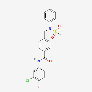 molecular formula C21H18ClFN2O3S B4973393 N-(3-chloro-4-fluorophenyl)-4-{[(methylsulfonyl)(phenyl)amino]methyl}benzamide 