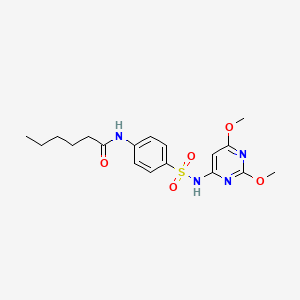 molecular formula C18H24N4O5S B4973415 N-(4-{[(2,6-dimethoxy-4-pyrimidinyl)amino]sulfonyl}phenyl)hexanamide 